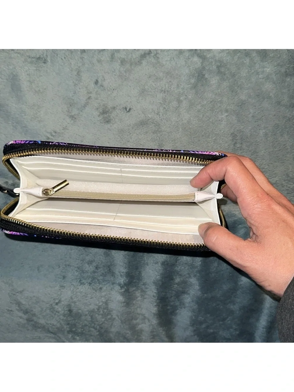 Amanda zippered clutch/Wristlet long Wallet - Black with Pink Accent New